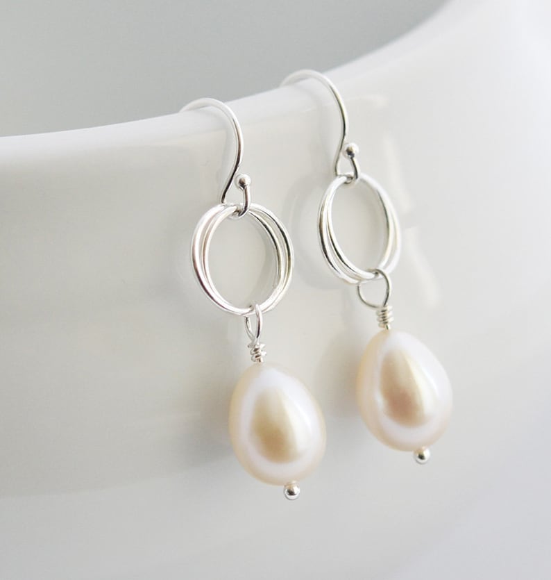 Freshwater Pearl Drop Earrings Bridesmaid Gift Wedding Etsy