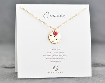 Cancer Necklace, Zodiac Jewelry, Constellation Necklace, Cancer Zodiac, Celestial Jewelry, Zodiac Sign, Bridesmaid Gift (0504Z-Can)