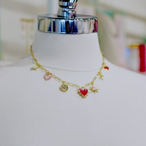 Charm Necklace Heart Charm necklace Gold Charm necklace Custom Charm necklace Multi Charm necklace