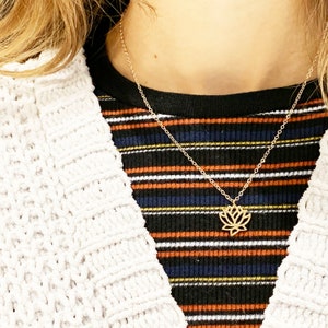 Gold Lotus Flower Necklace,Flower Necklace Sterling Silver, Silver Lotus, The Lotus Flower (2119N)