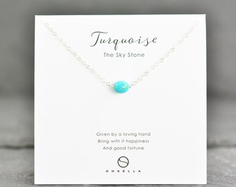 Turquoise Necklace, Dainty Choker, Small Turquoise Necklace, Bridesmaid Gift, Delicate Necklace, Charm necklace (0511N)