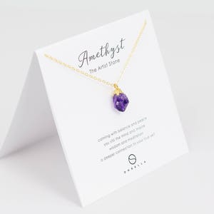 Raw Amethyst Necklace, Gold Amethyst Necklace, Amethyst Necklace, February Necklace, Amethyst Pendant (0208N)