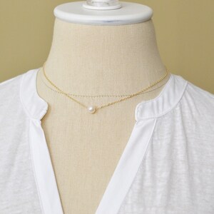 Freshwater Pearl Necklace, Pearl Choker Necklace, Solitaire Pearl Necklace, White Pearl, Necklace, Silver Pearl, Bridesmaid Gift (0044N)