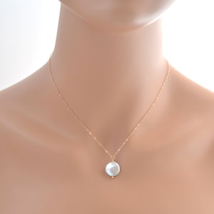 Coin Pearl necklace, Wedding Jewelry, Wedding Necklace, Fresh Water Coin Pearl Necklace, Bridesmaid Gift, Pearl Necklace