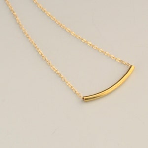 Curved Bar Necklace - Gold Filled necklace - Gold Bar Necklace - delicate Necklace - Gift For Her - OhSella (0088N)