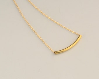 Curved Bar Necklace - Gold Filled necklace - Gold Bar Necklace - delicate Necklace - Gift For Her - OhSella (0088N)