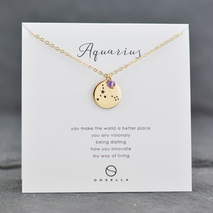 Zodiac Sign Necklace, Aquarius Necklace, Constellation Necklace, Aquarius, Celestial Jewelry, Zodiac Sign, Bridesmaid Gift (0504Z-Aqu)