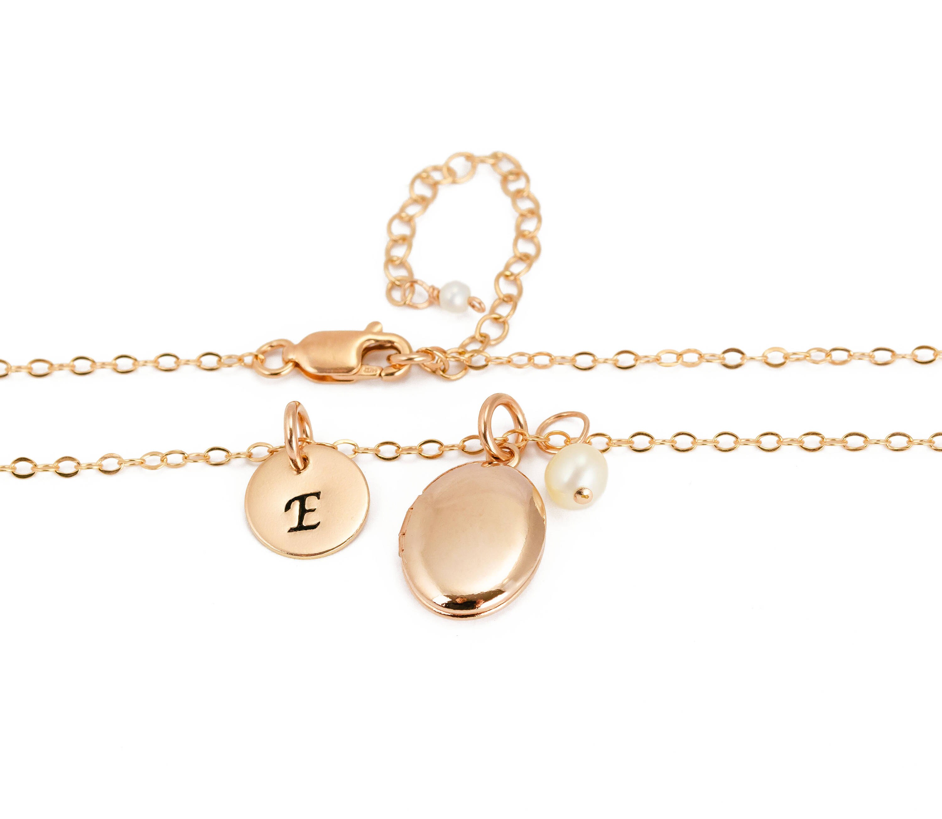 Rose Gold Necklace Locket Necklace Personalized Etsy