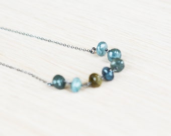 Moss Aquamarine Necklace Oxidized Sterling Silver Necklace Mothers Day Gift