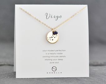 Virgo Necklace, Zodiac Jewelry, Constellation Necklace, Virgo Zodiac, Celestial Jewelry, Zodiac Sign, Bridesmaid Gift (0504Z-Vir)