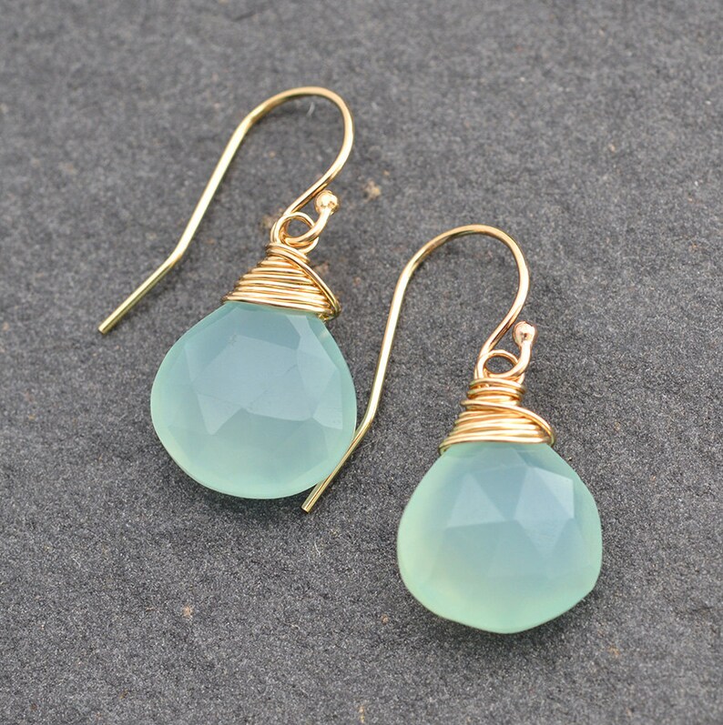 Aqua Chalcedony Earrings Drop Earrings Dangle Earrings Etsy
