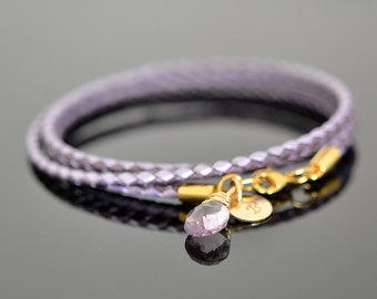 Friendship Bracelet - Bridesmaid Gift - Graduation Gifts - Personalized Jewelry - Wrap Bracelet - Purple Leather Bracelet