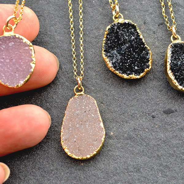 Druzy Necklace, Amethyst Druzy Necklace, Gold Druzy necklace, Pendent Necklace, Gold Amethyst Geode necklace, Druzy Jewelry, Amethyst Druzy