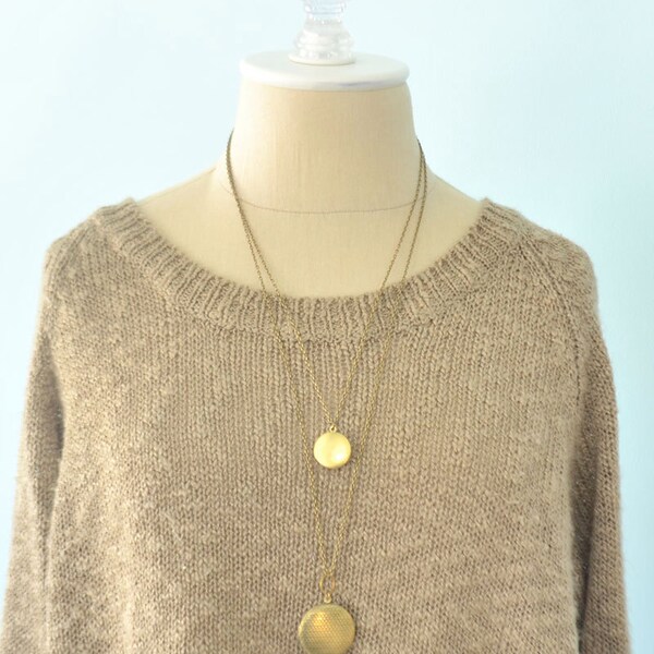 Lockets, Long Locket Necklace - Multi Strand Necklace - Brass necklace - Antique Brass Locket necklace (0103N)