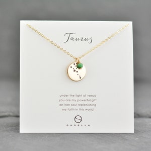 Zodiac Sign Necklace, Taurus Necklace, Constellation Necklace, Taurus Zodiac, Celestial Jewelry, Zodiac Necklace, Bridesmaid Gift(0504Z-Tau)
