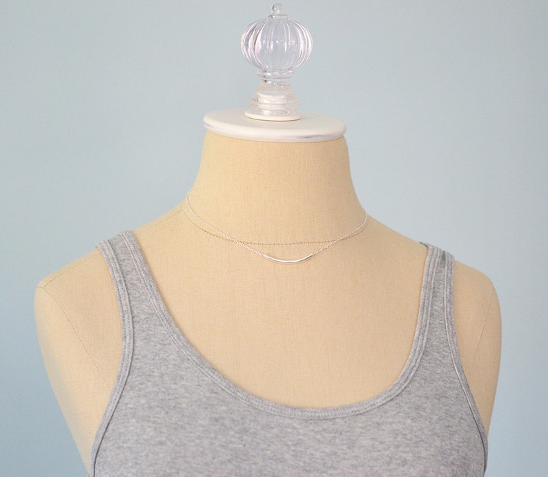 Dainty Sterling Silver Necklace With Curved Round Tube Bead Etsy Dainty sterling silver necklace with curved round tube bead etsy