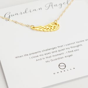 Collier aile d'ange, collier latéral aile d'ange, collier ras de cou aile d'ange, aile d'ange en or, collier superposé, bijoux de protection (0240N)