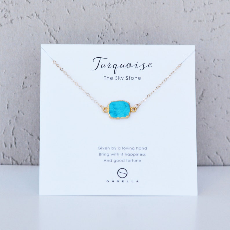 Turquoise Slice Necklace, Bezel Set Turquoise Necklace in Gold, Gold Pendent Necklace, Gold Turquoise Necklace0003-1N image 2