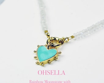 Rainbow Moonstone Necklace with 24K Sailor Clasp