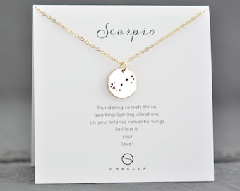 Scorpio Necklace, Zodiac Jewelry, Constellation Necklace, Scorpio Zodiac, Celestial Jewelry, Zodiac Sign, Bridesmaid Gift (0504Z-Sco)