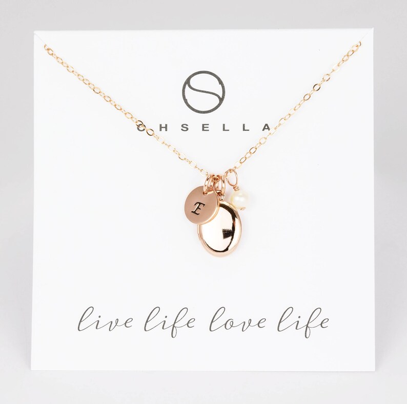 Rose Gold Necklace Locket Necklace Personalized Etsy