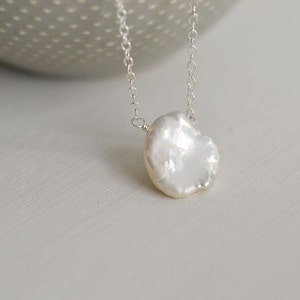 Keshi Pearl Necklace, Pearl Necklace, Bridesmaid Gift, Wedding Gift, Keshi Freshwater Pearl Necklace, Keshi Pearl floating Necklace (0047N)