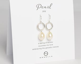 Freshwater Pearl Drop Earrings, Bridesmaid Gift, Wedding Jewelry, Drop Earrings, Dangle Earrings, Freshwater Pearl Drop Earrings (0073E)