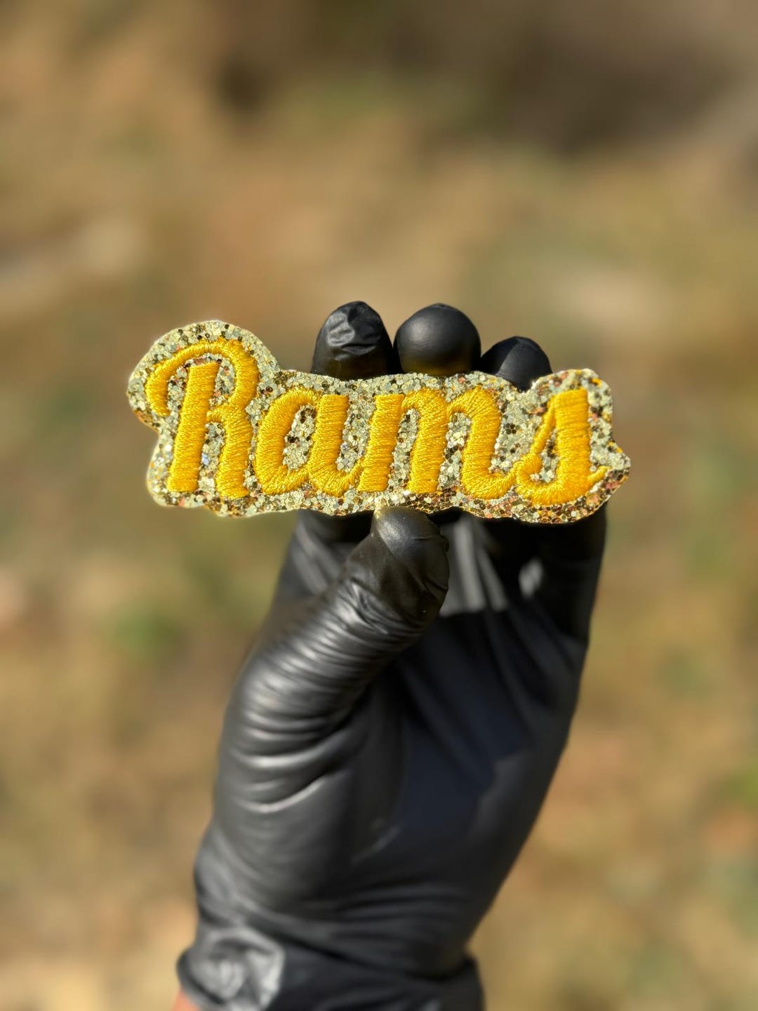 Rams Glitter Patch | Gold Embroidered Sparkle Team Pride Patch ...