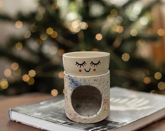Handmade Ceramic Wax Melt Burner – Essential Oil Diffuser, Aromatherapy Oil Warmer, Cozy Home Decor
