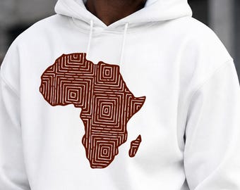 Minimalist African Continent Hoodie | Mudcloth Inspired Bogolanfini Print