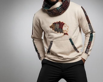 Handmade African Print Snoodie | Unisex Kitenge Ankara Streetwear Hoodie