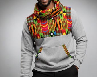 Handmade African Print Snoodie Hoodie | Kitenge Ankara Unisex Streetwear