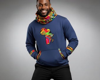Handmade African Print Snoodie | Kitenge Ankara Unisex Streetwear Hoodie