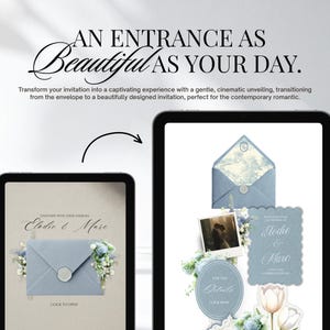 Dusty Blue French Toile Wedding Website Template | Canva Wedding Website, Built-In RSVP & Live Countdown | Digital Invitation, Save the Date afbeelding 3