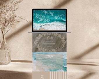 Emerald Coast Beach Wedding Website Template | Coastal Canva Wedding Website with Built-In RSVP | Mobile-Friendly, No Experience Needed