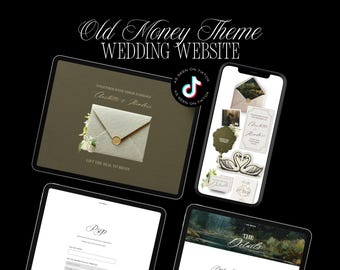 Old Money Wedding Website Template · Elegant Editable Canva Site with RSVP · Digital Invitation for Classic Black Tie Weddings
