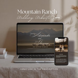 Mountain Ranch Wedding Website Template | Western Chic Canva Wedding Website with Built-In RSVP | Mobile-Friendly, No Experience Needed