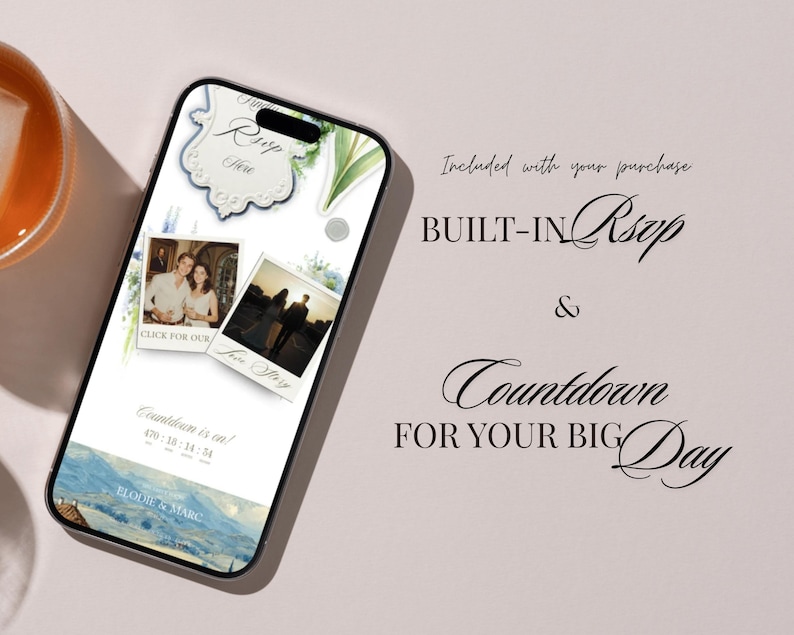 Dusty Blue French Toile Wedding Website Template | Canva Wedding Website, Built-In RSVP & Live Countdown | Digital Invitation, Save the Date afbeelding 11