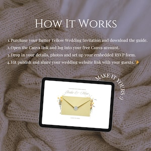 Butter Yellow Wedding Website Template | Romantic Garden Canva Wedding Website with Built-In RSVP | Mobile-Friendly, No Experience Needed zdjęcie 13