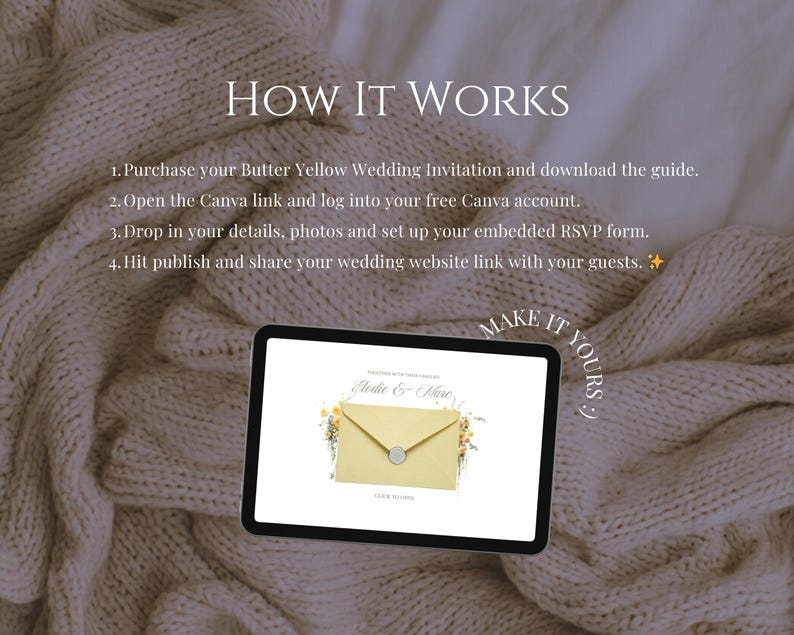 Butter Yellow Wedding Website Template | Romantic Garden Canva Wedding Website with Built-In RSVP | Mobile-Friendly, No Experience Needed zdjęcie 13
