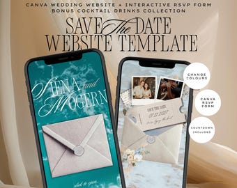 Emerald Coast Beach Save the Date Website Template | Coastal Canva Wedding Website with Built-In RSVP | Mobile-Friendly, Beginner Friendly