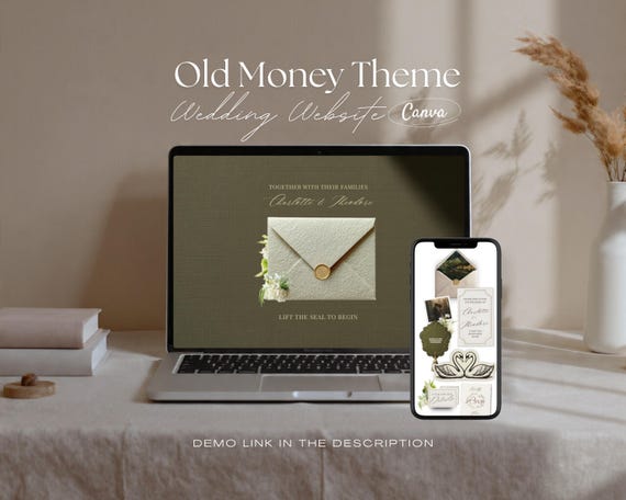 Old Money Wedding Website Template · Elegant Canva Site with RSVP · Digital Invitation for Classic Black Tie Weddings