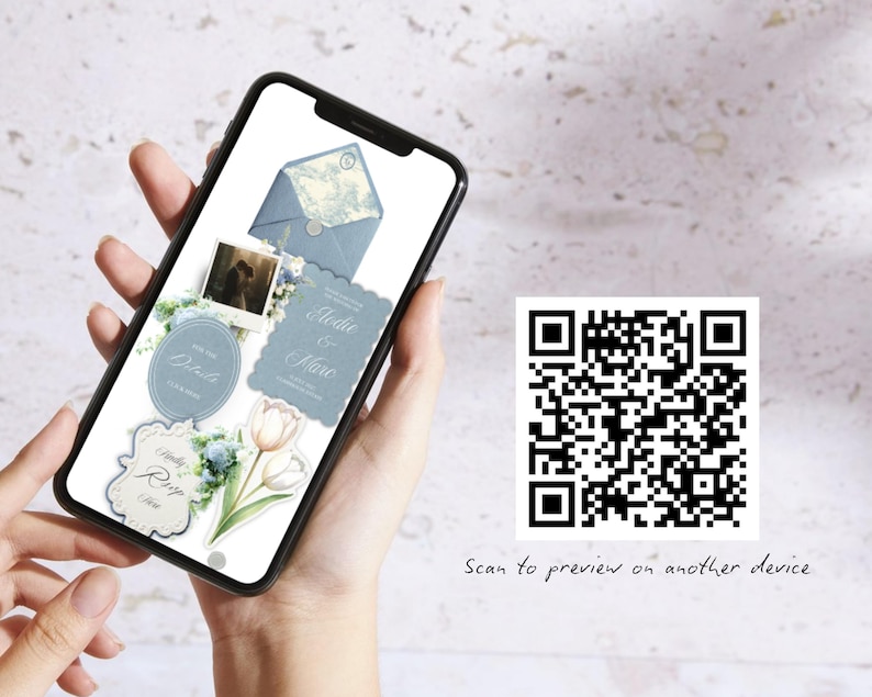 Dusty Blue French Toile Wedding Website Template | Canva Wedding Website, Built-In RSVP & Live Countdown | Digital Invitation, Save the Date afbeelding 6