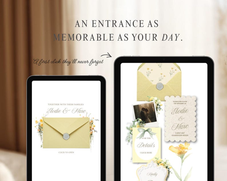 Butter Yellow Wedding Website Template | Romantic Garden Canva Wedding Website with Built-In RSVP | Mobile-Friendly, No Experience Needed zdjęcie 5
