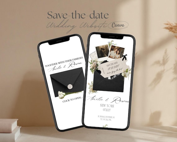Fifth Avenue Black & White Save the Date Website Template – Canva Digital City Save the Date with Built-In RSVP | New York Hotel Mini Site