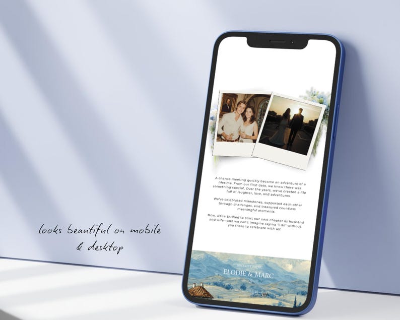 Dusty Blue French Toile Wedding Website Template | Canva Wedding Website, Built-In RSVP & Live Countdown | Digital Invitation, Save the Date afbeelding 7