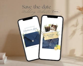 Amalfi Coast Save the Date Website · Canva Digital Wedding Invitation with RSVP · Italian Coastal Summer Wedding Template