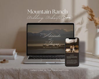 Mountain Ranch Wedding Website Template – Western Chic Canva Wedding Website with Built-In RSVP | Rustic Luxury Digital Invitation