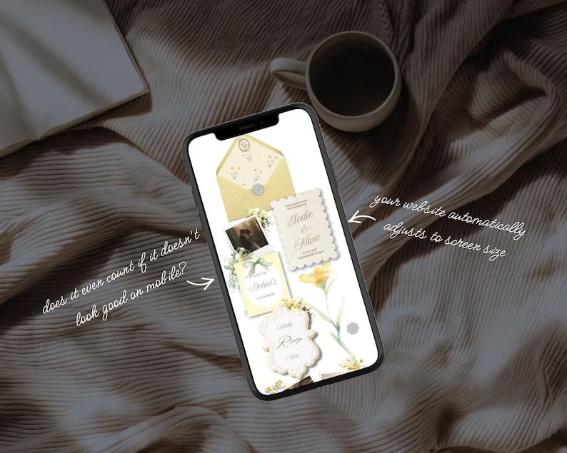 Butter Yellow Wedding Website Template | Romantic Garden Canva Wedding Website with Built-In RSVP | Mobile-Friendly, No Experience Needed zdjęcie 4