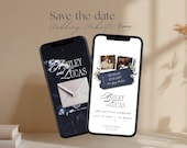 Midnight Opulence Navy Save the Date Website · Black Tie Canva Wedding Invitation with RSVP · Moody Evening Digital Template for Formal Wedd